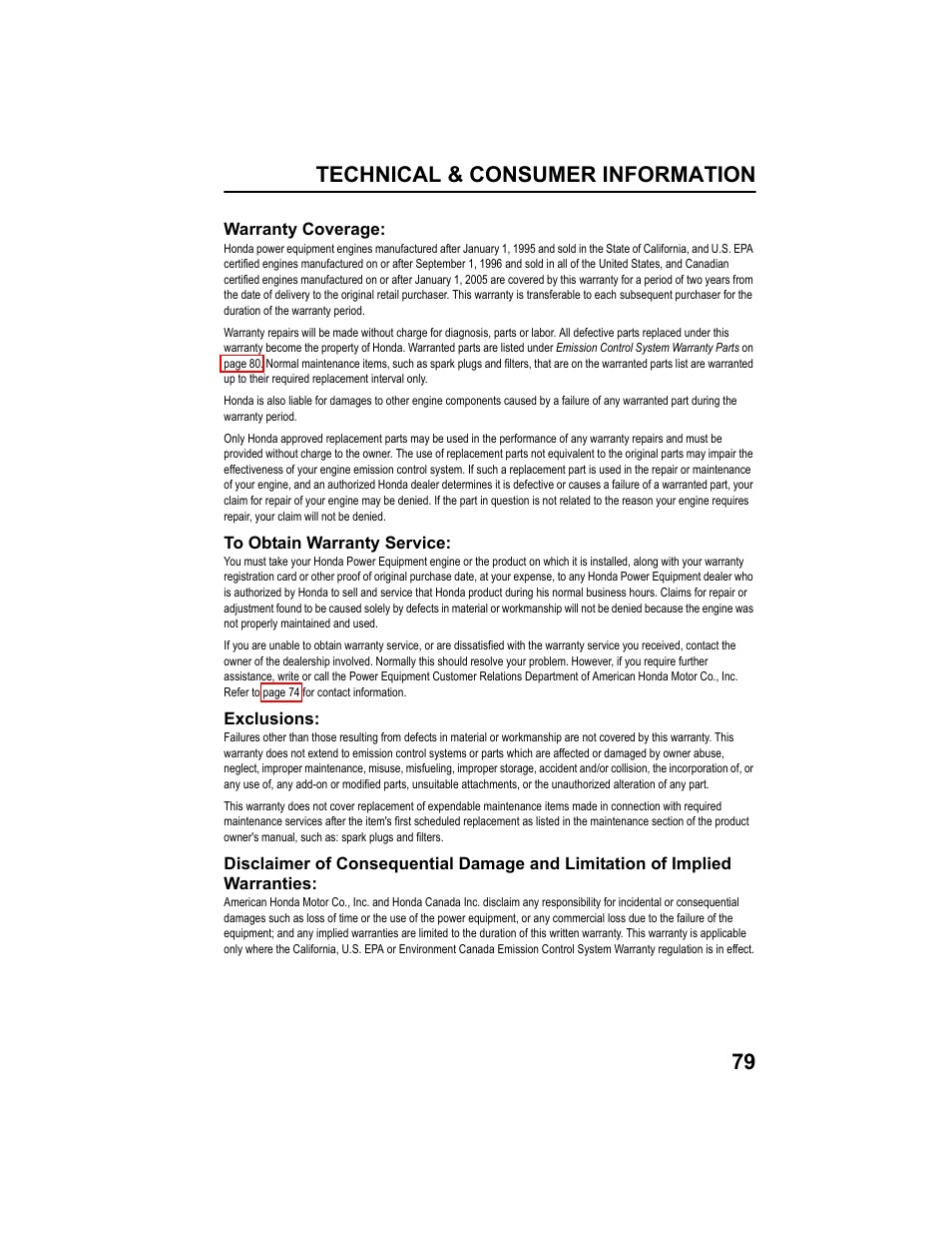 Technical & consumer information 79 | HONDA HRX217HXA User Manual | Page 81 / 86