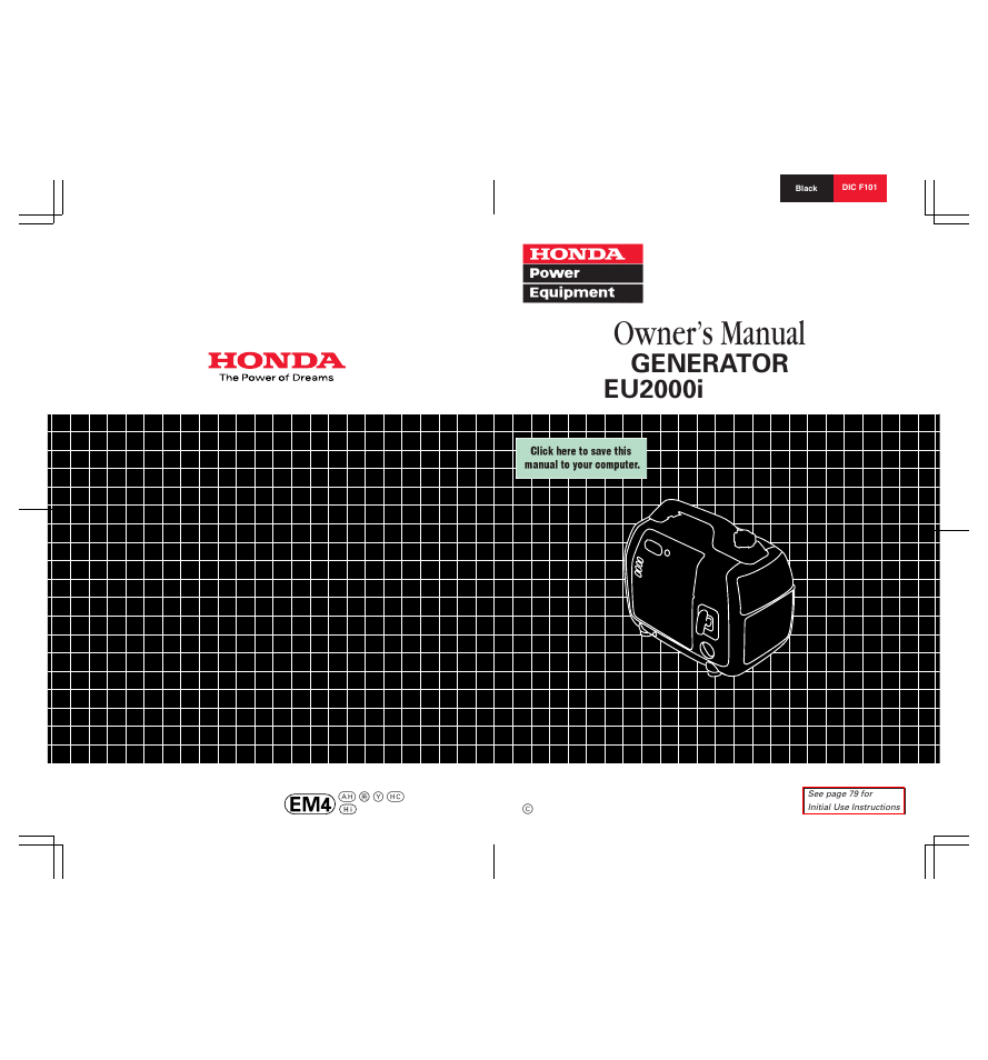HONDA GENERATOR EU2000i User Manual | 92 pages