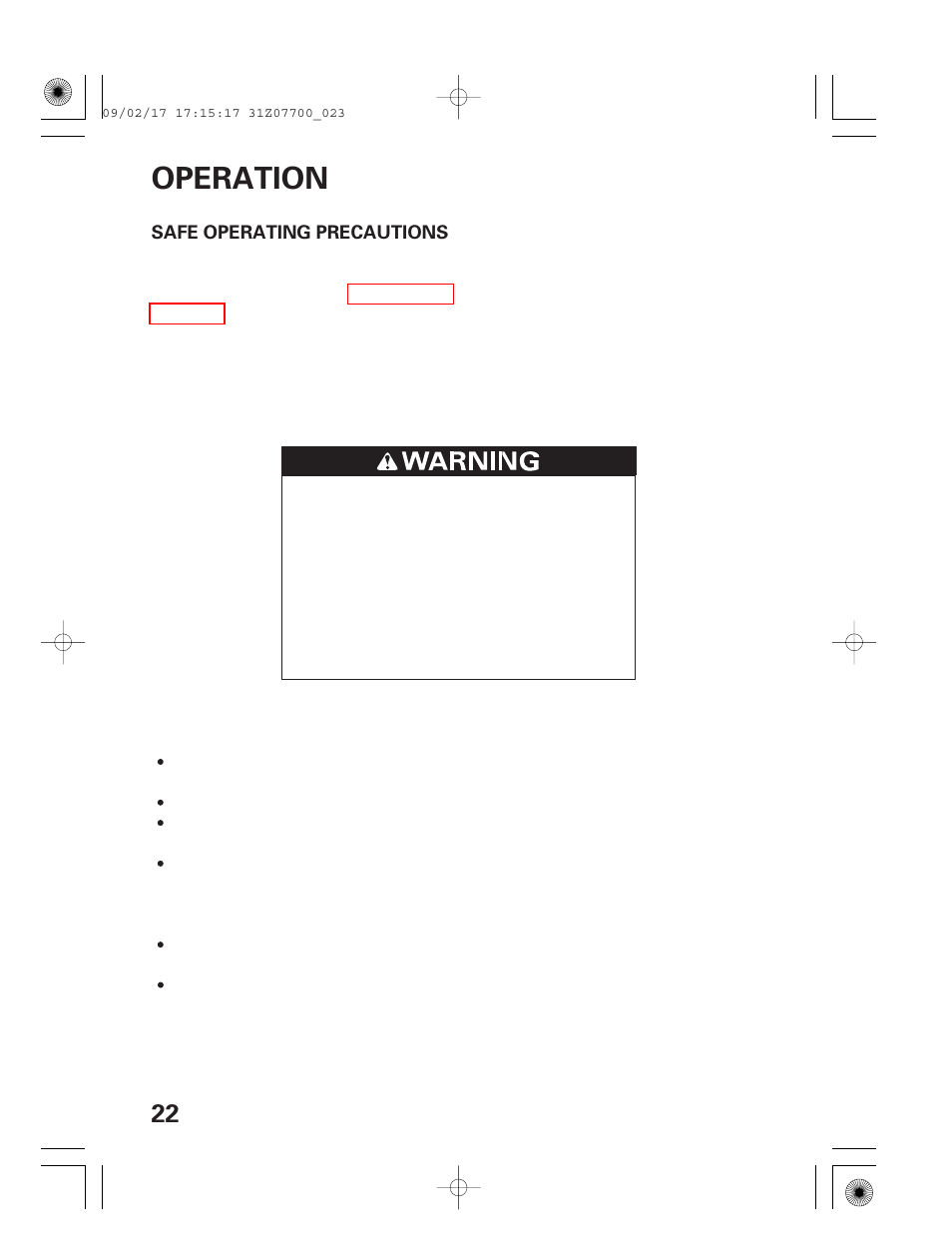 Operation, Safe operating precautions | HONDA GENERATOR EU2000i User Manual | Page 24 / 92