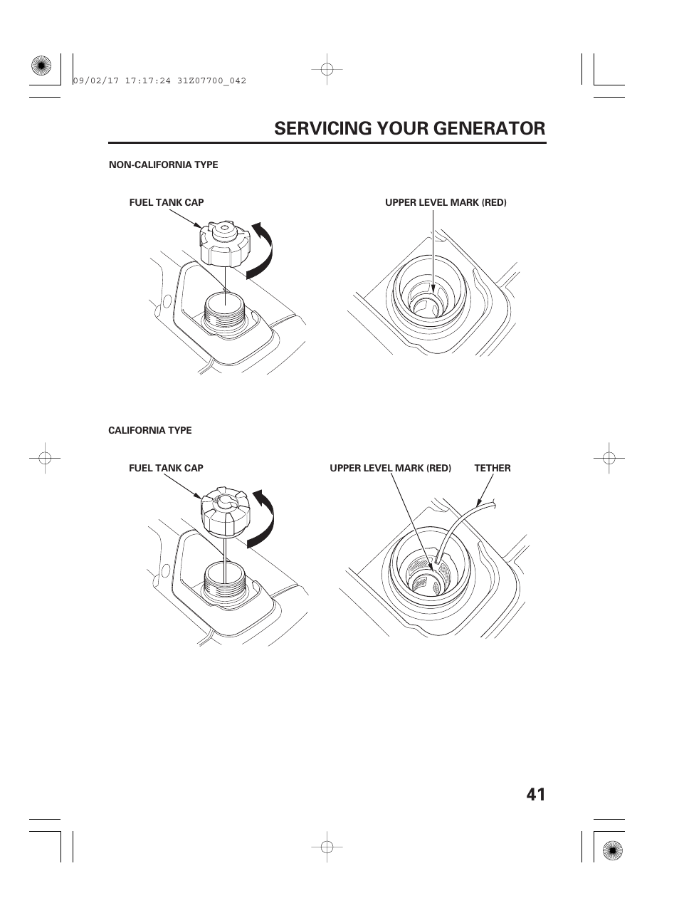 41 servicing your generator | HONDA GENERATOR EU2000i User Manual | Page 43 / 92