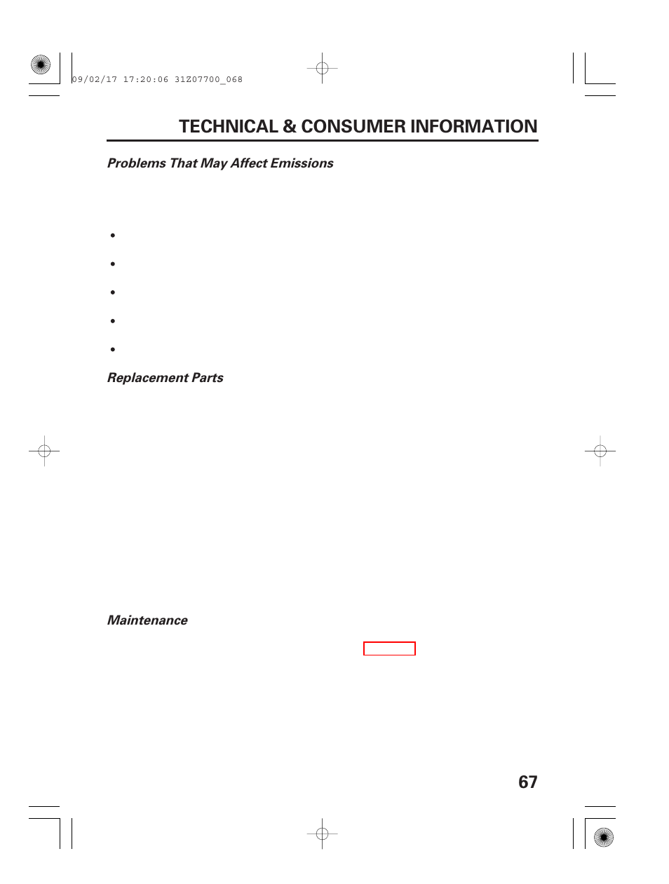 67 technical & consumer information | HONDA GENERATOR EU2000i User Manual | Page 69 / 92