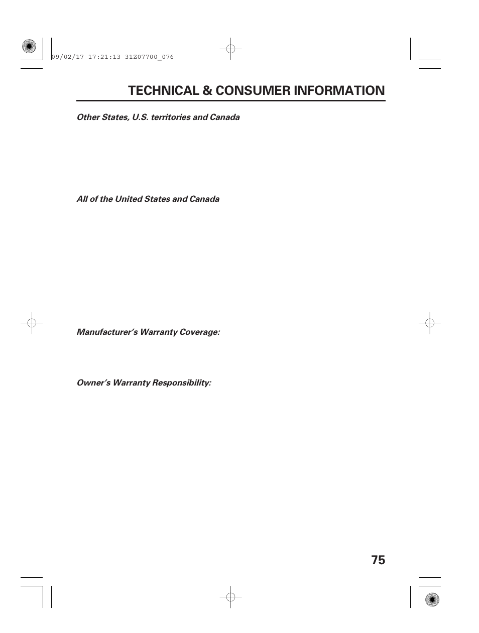 75 technical & consumer information | HONDA GENERATOR EU2000i User Manual | Page 77 / 92