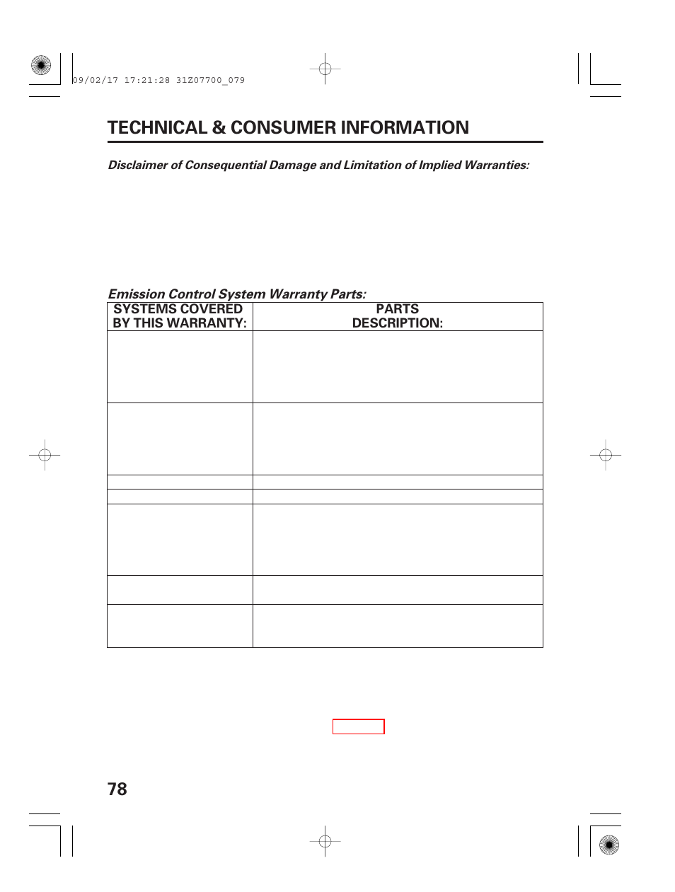 78 technical & consumer information | HONDA GENERATOR EU2000i User Manual | Page 80 / 92