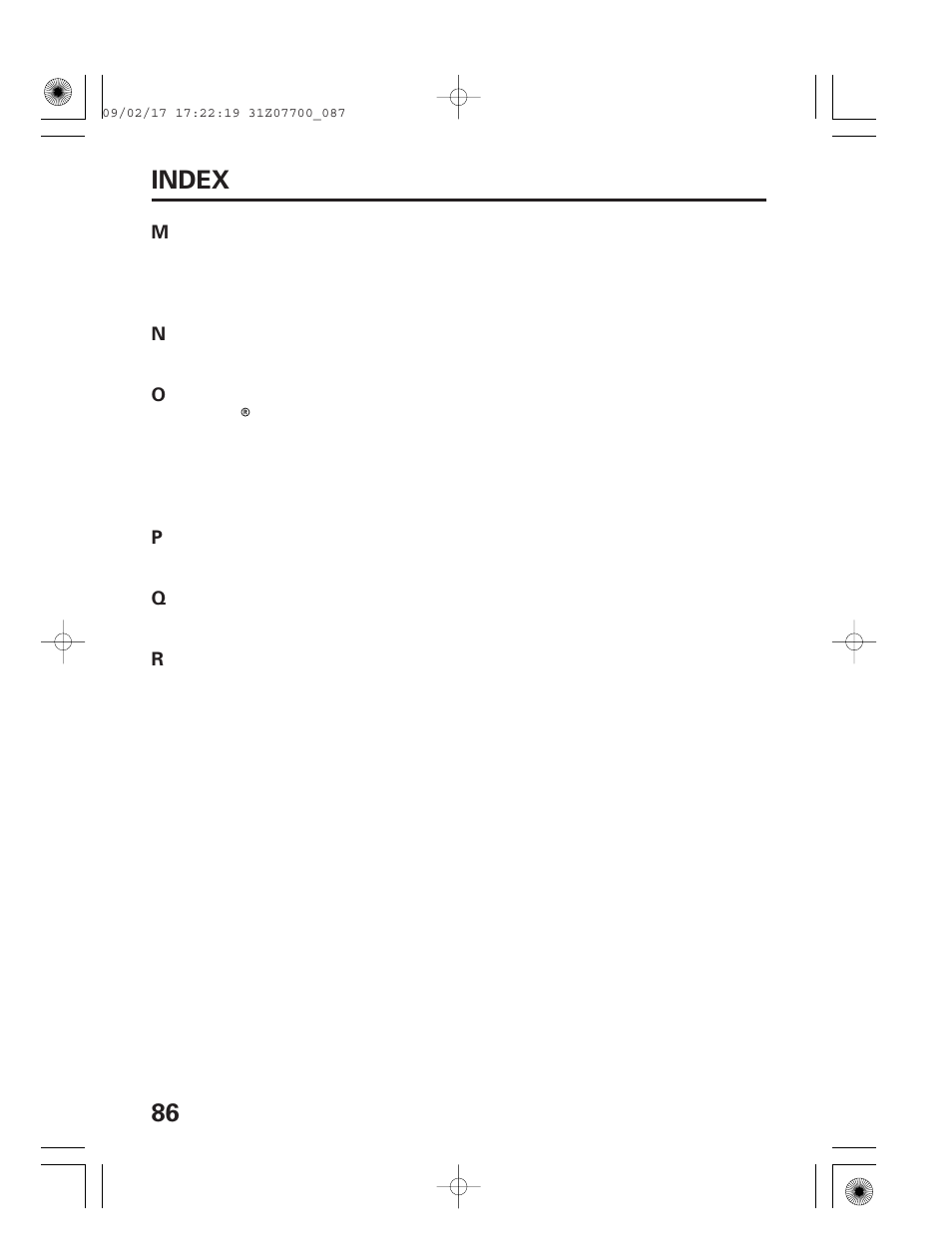 86 index | HONDA GENERATOR EU2000i User Manual | Page 88 / 92