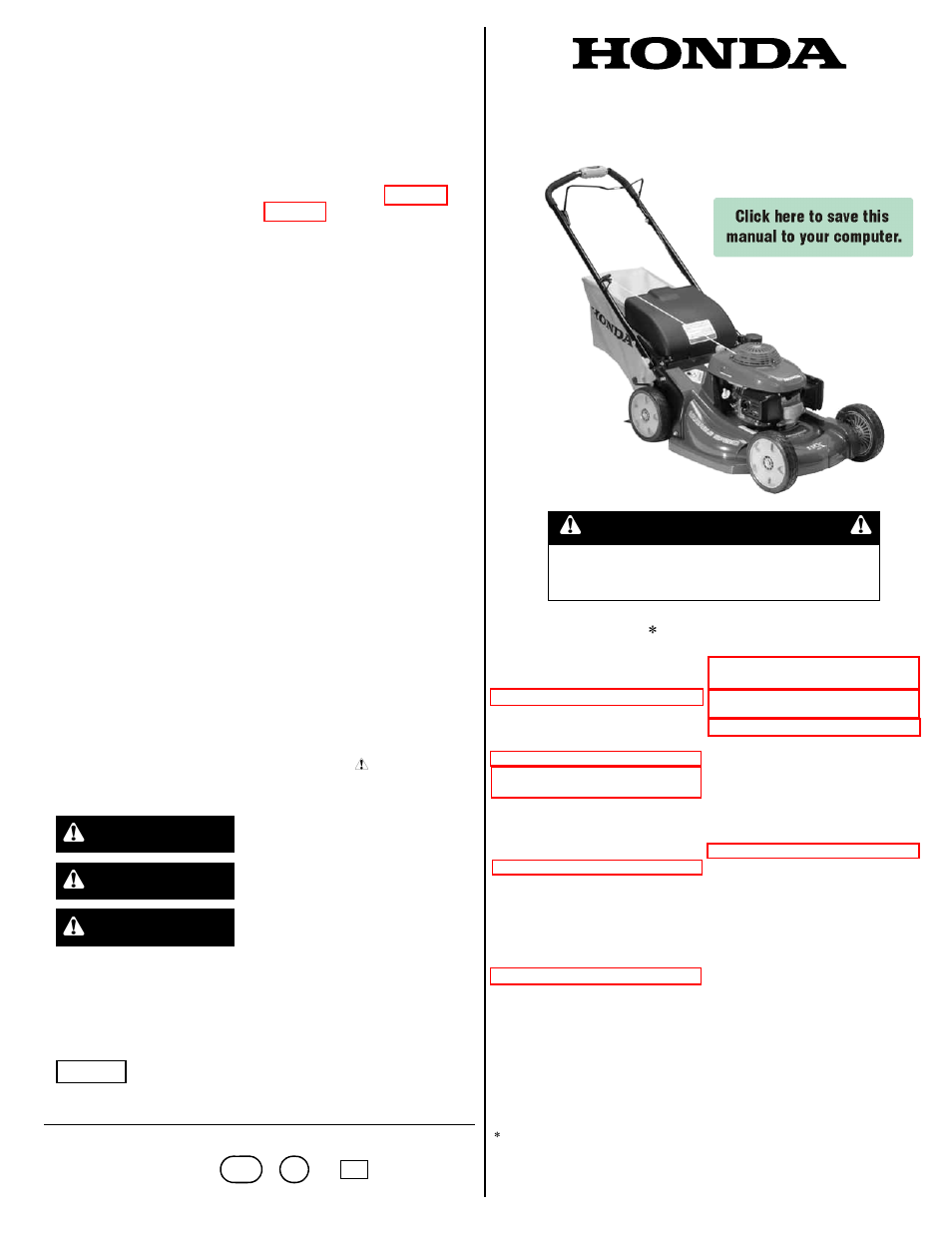 HONDA HRX217VKAA User Manual | 23 pages