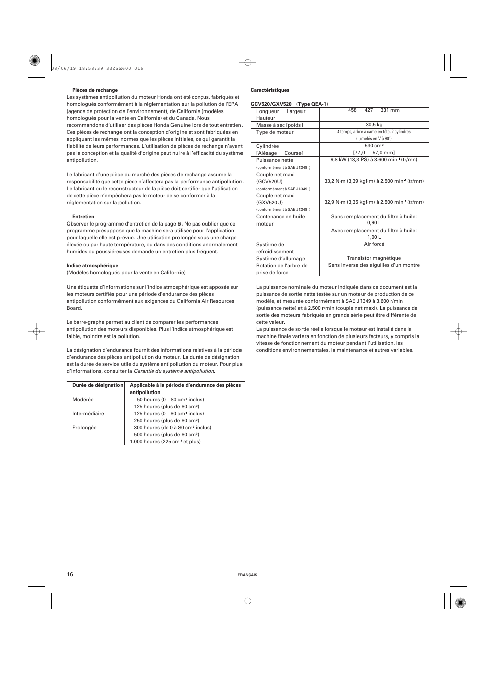 HONDA GXV520 User Manual | Page 36 / 58