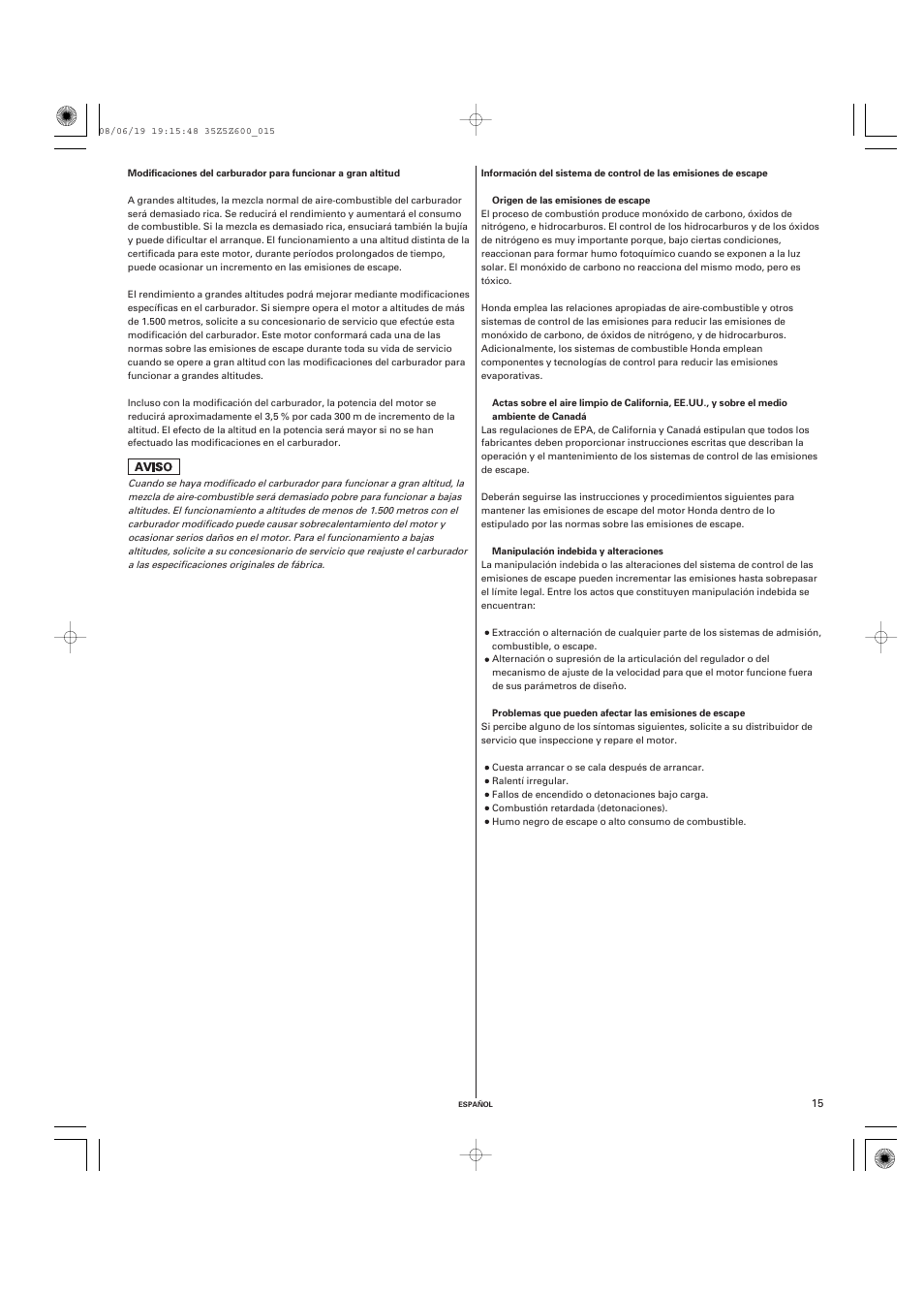 HONDA GXV520 User Manual | Page 54 / 58