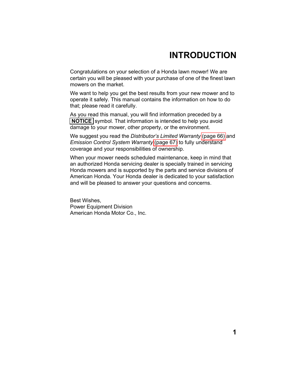 Introduction | HONDA HARMONY HRB217TDA User Manual | Page 3 / 76
