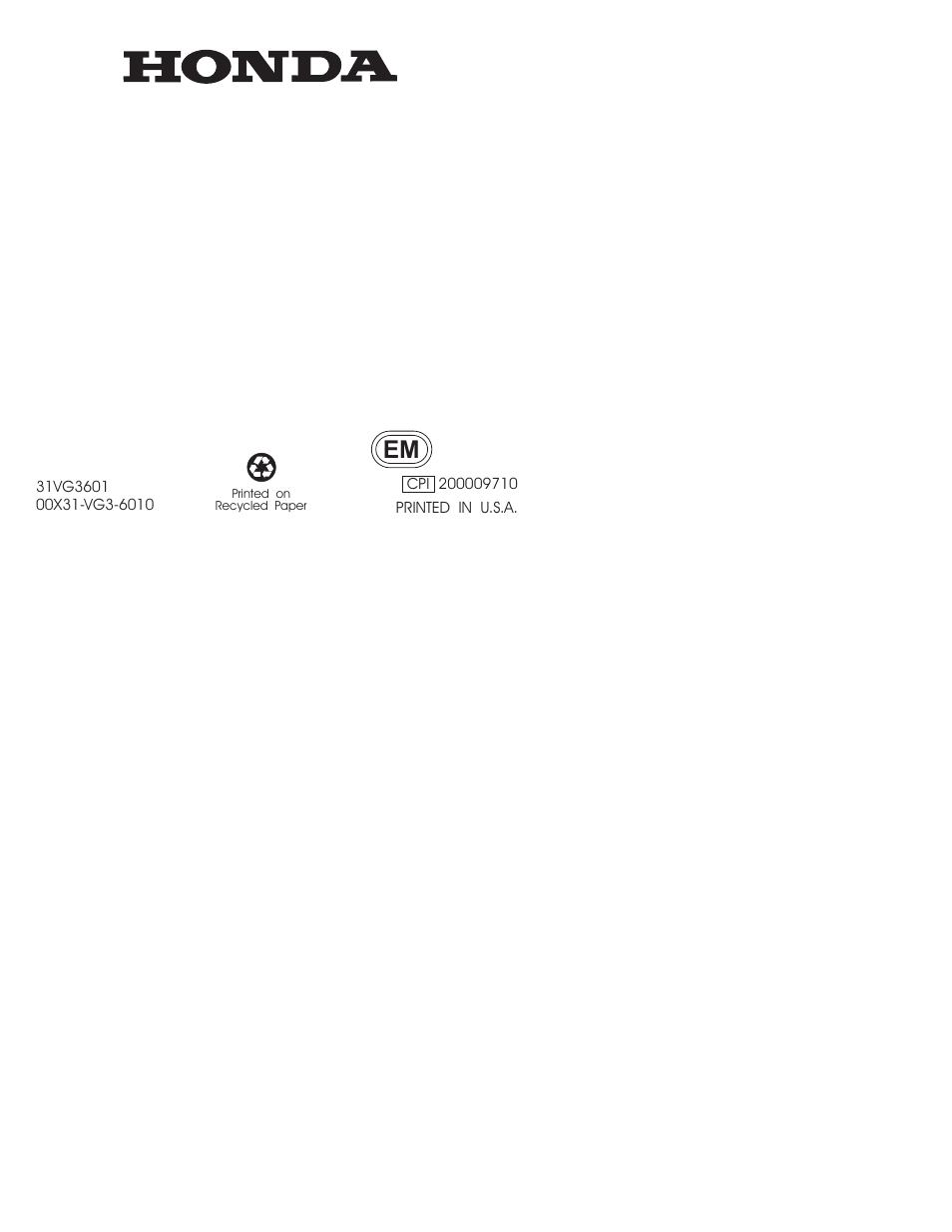 HONDA HARMONY II HRS216PDA User Manual | Page 64 / 64