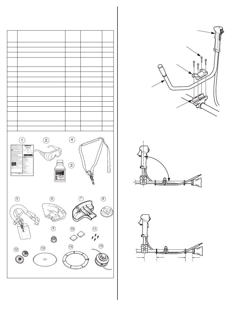 Loose parts, U-type handlebar | HONDA HHT25S User Manual | Page 4 / 32