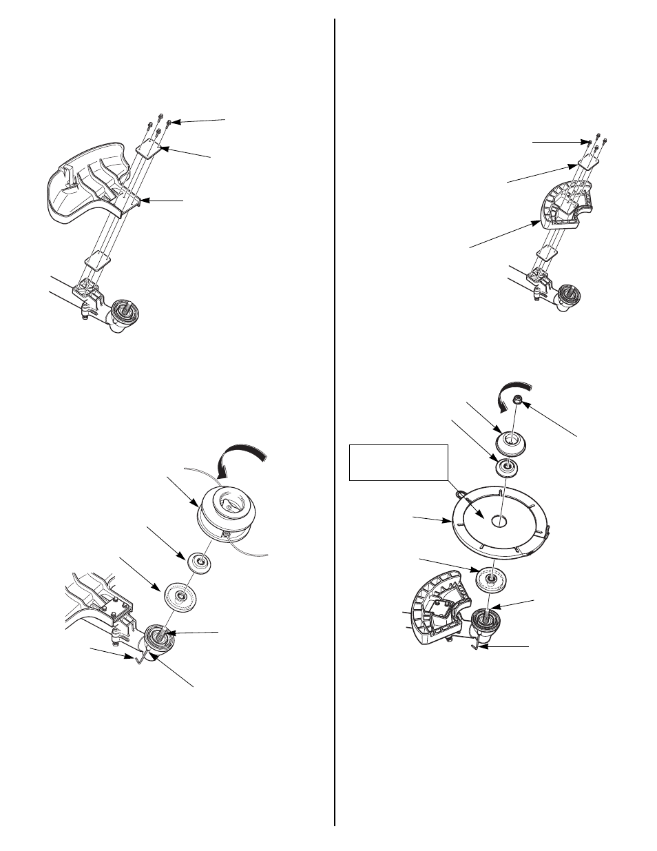 Cutting line head and shield installation, Brush/wood blade and shield installation | HONDA HHT25S User Manual | Page 5 / 32