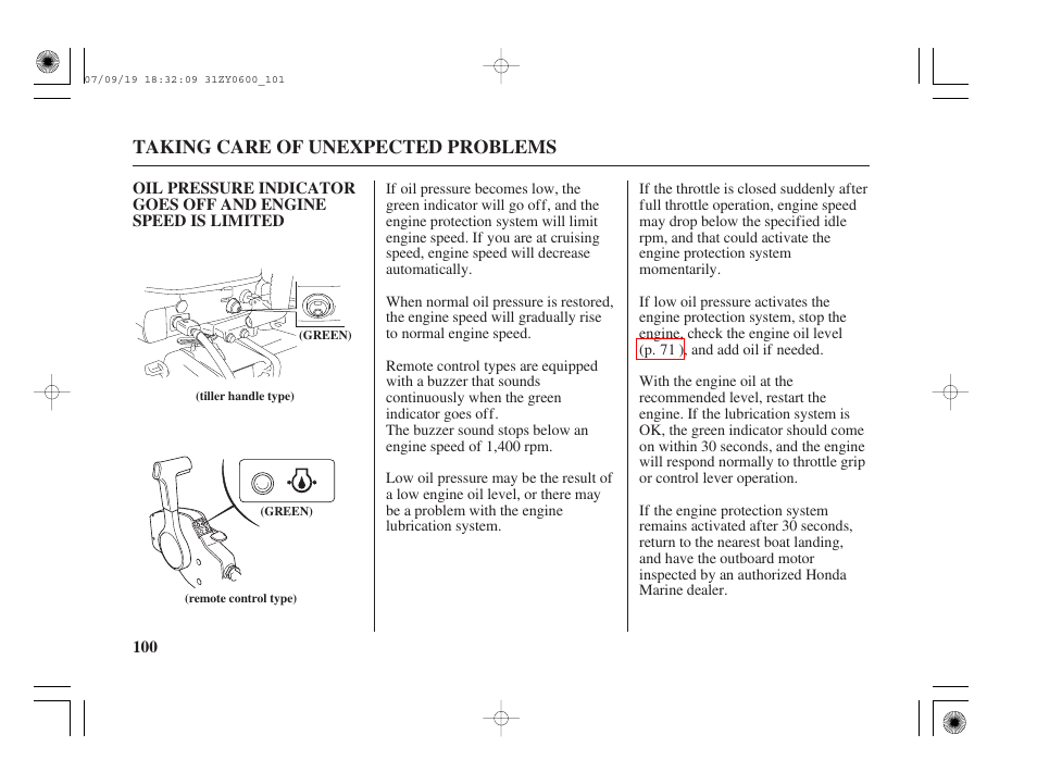 Taking care of unexpected problems | HONDA BF20D User Manual | Page 102 / 148