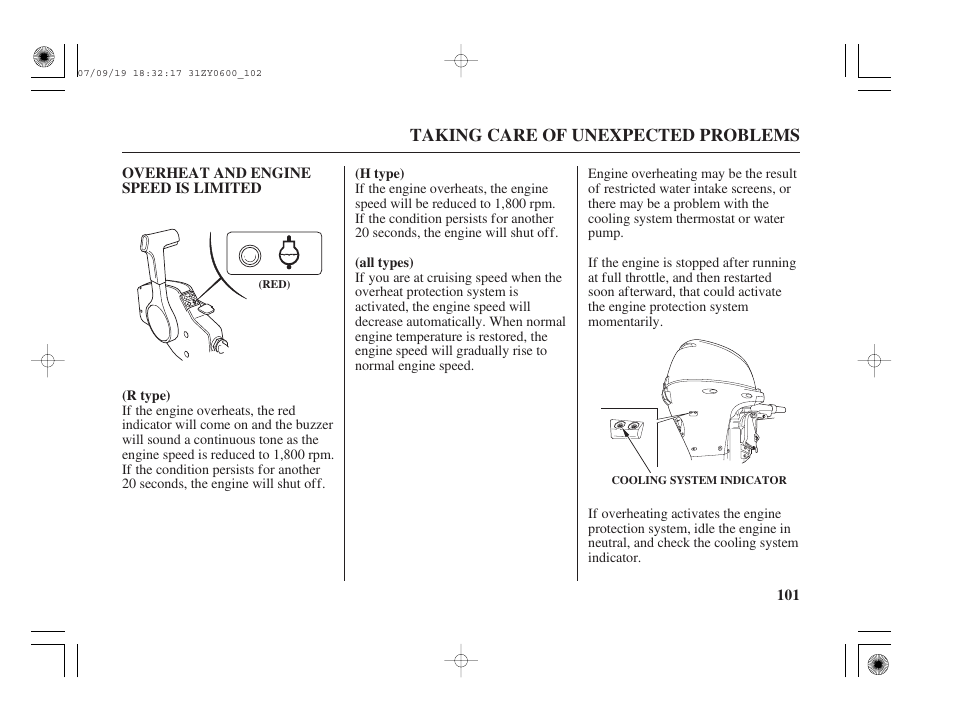 Overheat and engine speed is limited | HONDA BF20D User Manual | Page 103 / 148