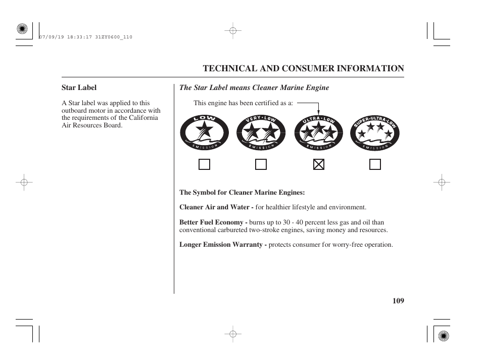 Star label | HONDA BF20D User Manual | Page 111 / 148