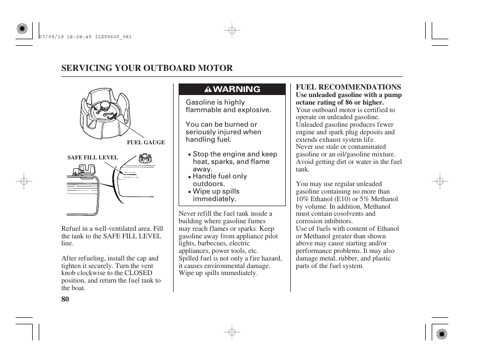 Fuel recommendations | HONDA BF20D User Manual | Page 82 / 148