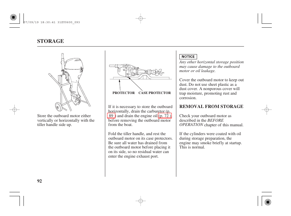 Removal from storage | HONDA BF20D User Manual | Page 94 / 148