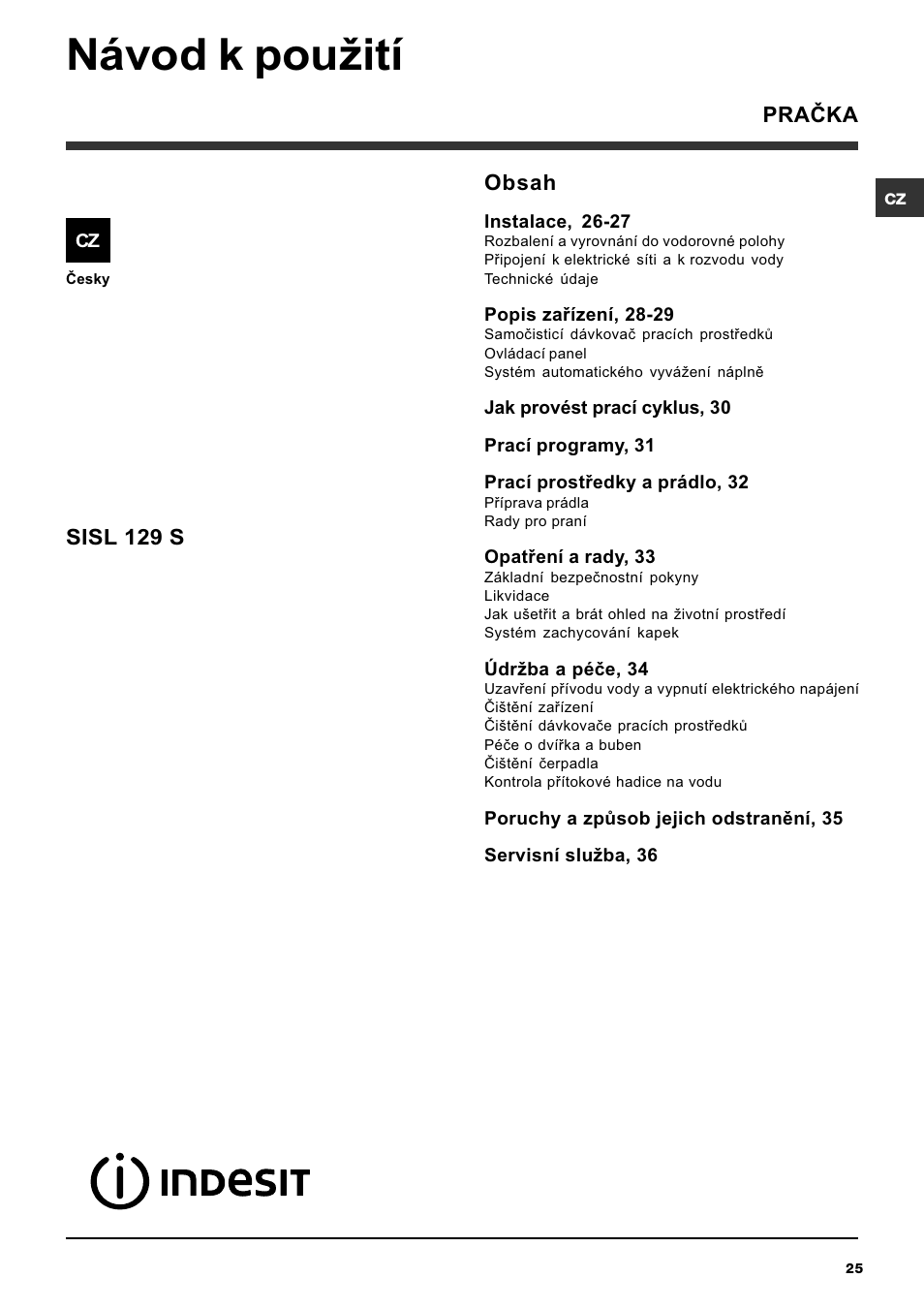 Indesit SISL 129S User Manual | Page 25 / 48