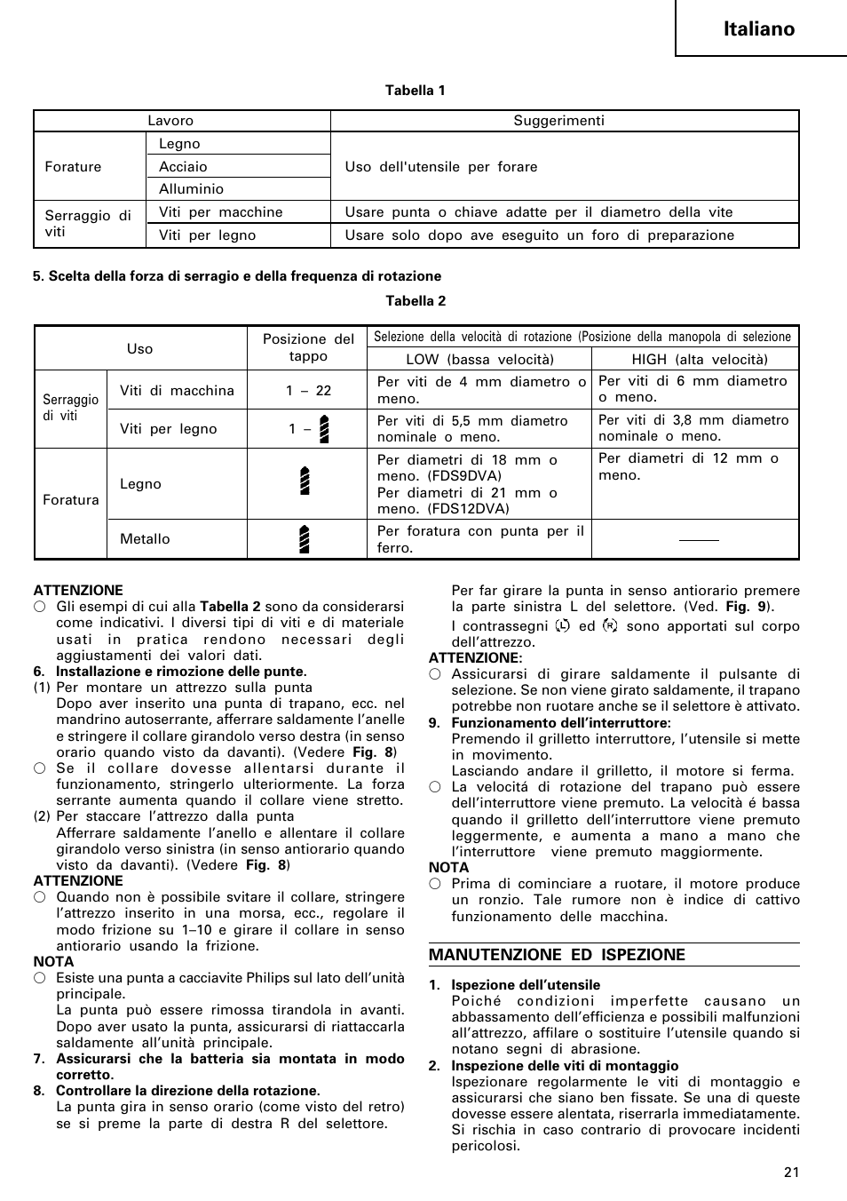 Italiano | HONDA FDS 9DVA User Manual | Page 22 / 37