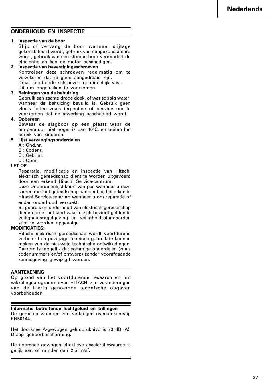 Nederlands | HONDA FDS 9DVA User Manual | Page 28 / 37