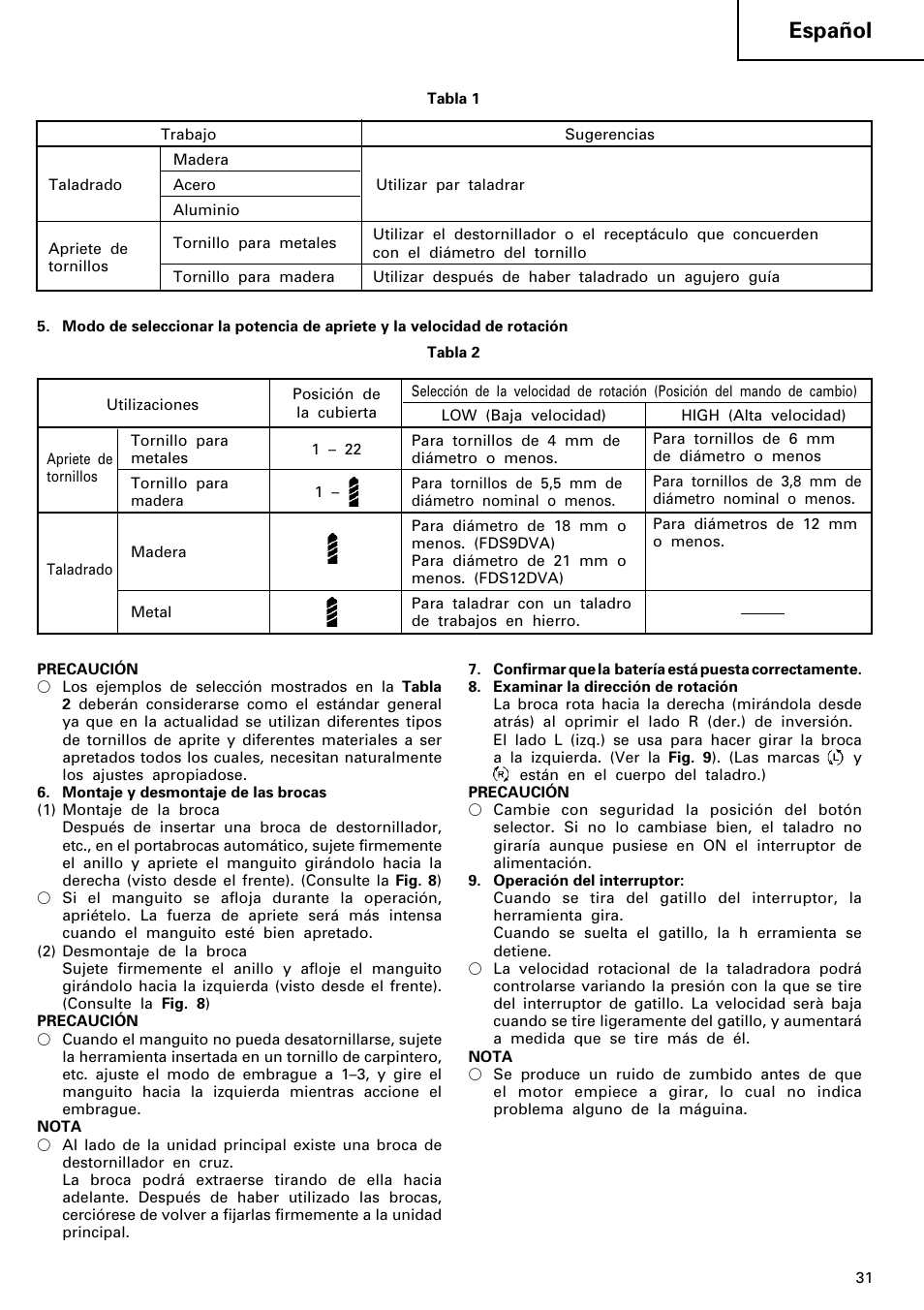 Español | HONDA FDS 9DVA User Manual | Page 32 / 37