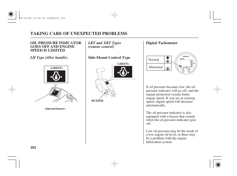Digital tachometer | HONDA BF50D User Manual | Page 104 / 135