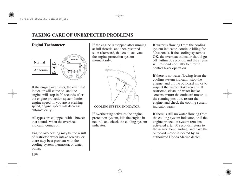 Digital tachometer | HONDA BF50D User Manual | Page 106 / 135