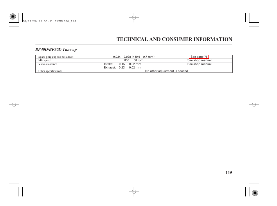 Technical and consumer information | HONDA BF50D User Manual | Page 117 / 135