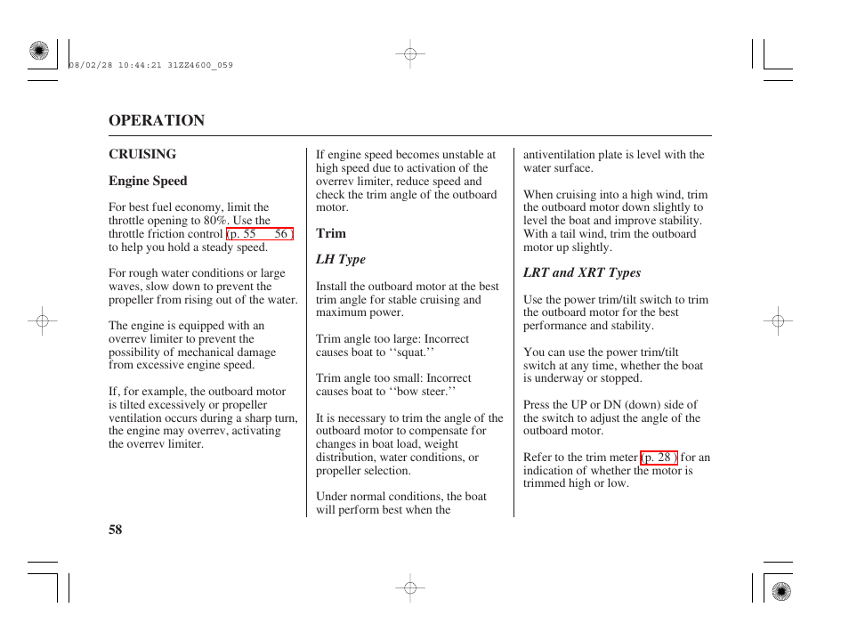 Cruising, Trim | HONDA BF50D User Manual | Page 60 / 135