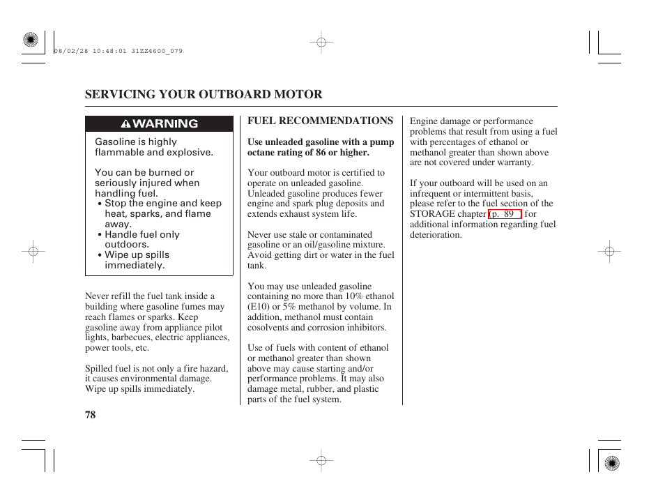 Fuel recommendations | HONDA BF50D User Manual | Page 80 / 135
