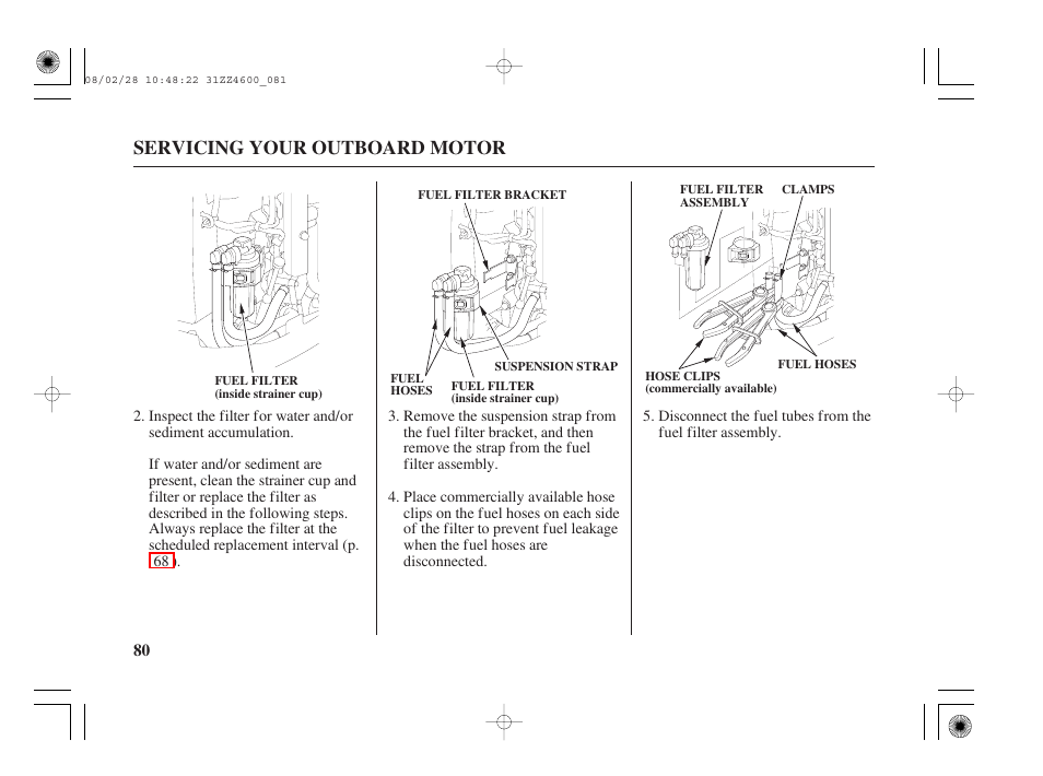 Servicing your outboard motor | HONDA BF50D User Manual | Page 82 / 135