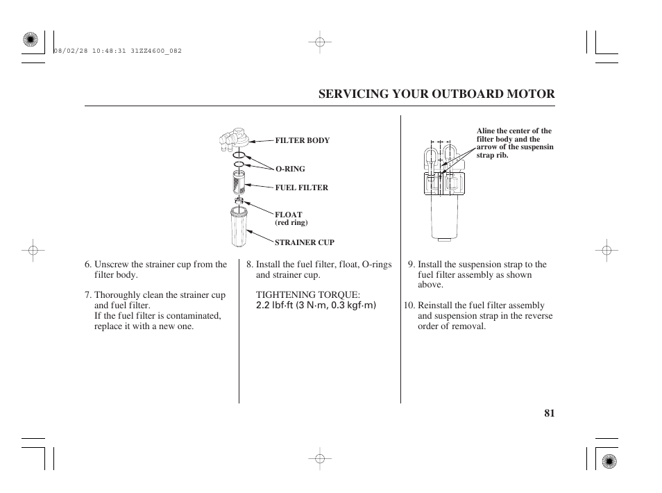 Servicing your outboard motor | HONDA BF50D User Manual | Page 83 / 135