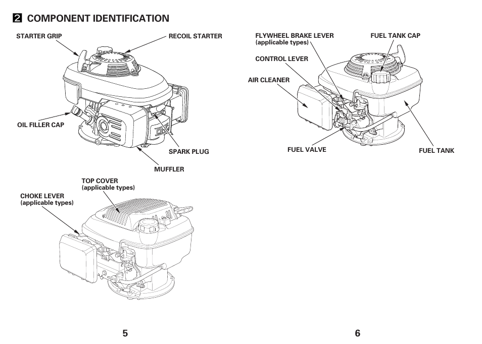 5component identification | HONDA GCV135E User Manual | Page 3 / 16