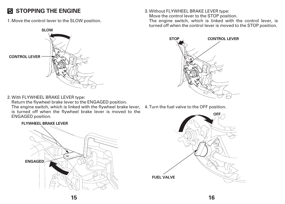 Stopping the engine | HONDA GCV135E User Manual | Page 8 / 16