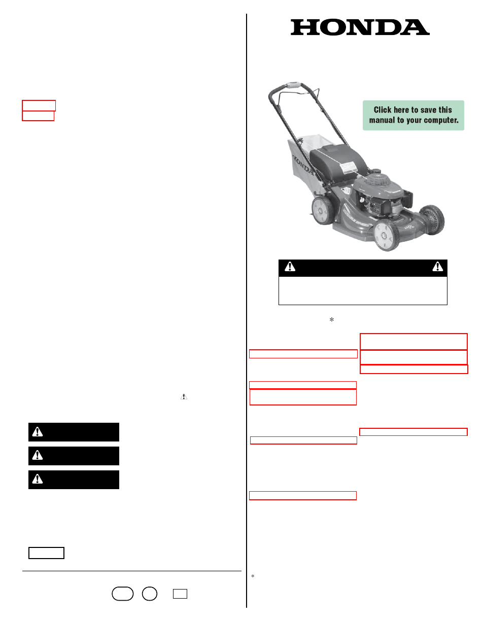 HONDA HRX217VKA User Manual | 24 pages