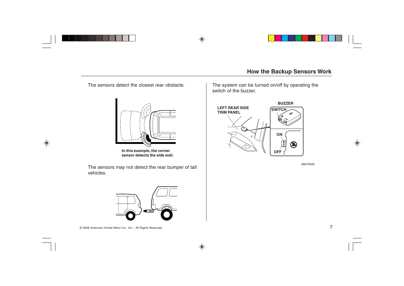 How the backup sensors work | HONDA MDX User Manual | Page 7 / 16