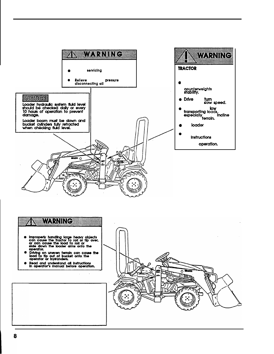 Safety label locations, Information, Special loader attachments | HONDA FL5540K0 User Manual | Page 10 / 56