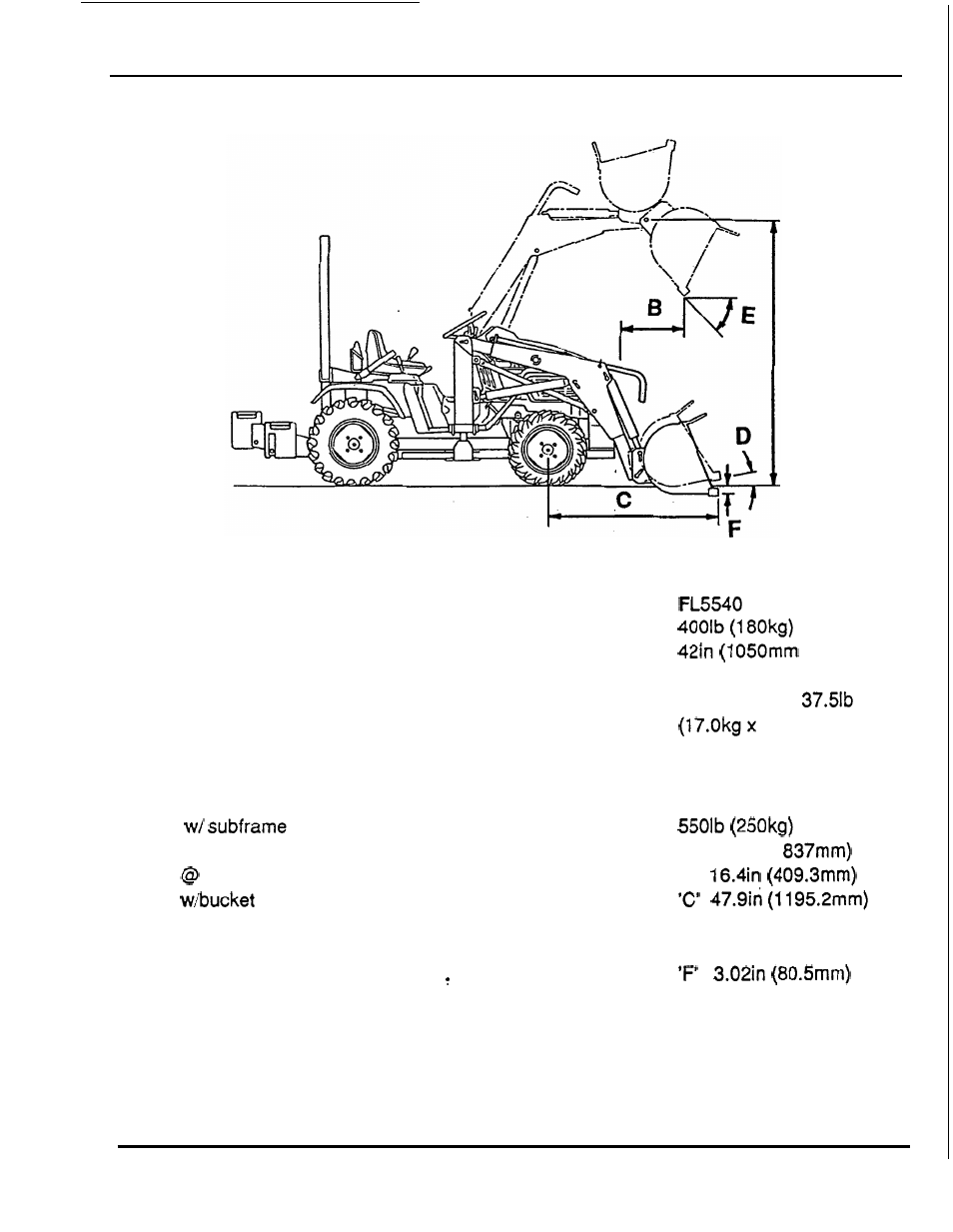 Loader specifications | HONDA FL5540K0 User Manual | Page 13 / 56