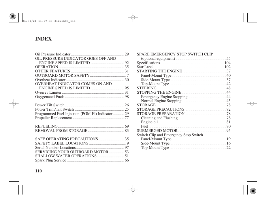 HONDA Outboard Motor BF135A User Manual | Page 112 / 118