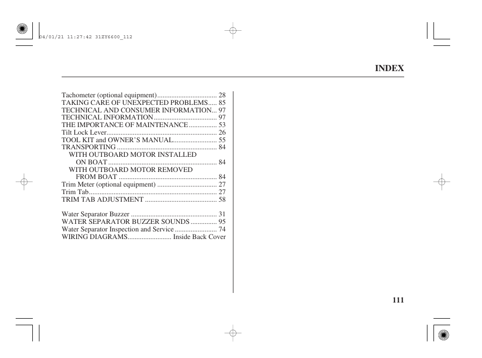 HONDA Outboard Motor BF135A User Manual | Page 113 / 118