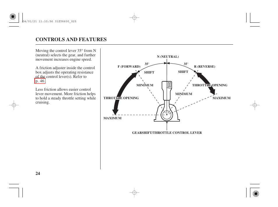 Controls and features | HONDA Outboard Motor BF135A User Manual | Page 26 / 118