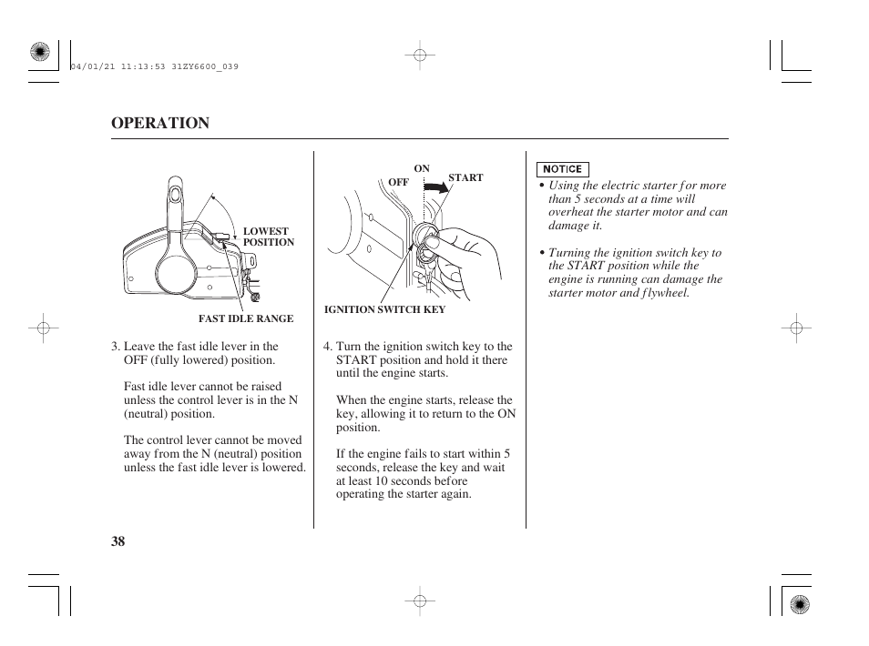 Operation | HONDA Outboard Motor BF135A User Manual | Page 40 / 118