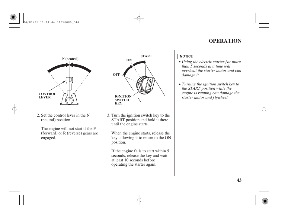 Operation | HONDA Outboard Motor BF135A User Manual | Page 45 / 118