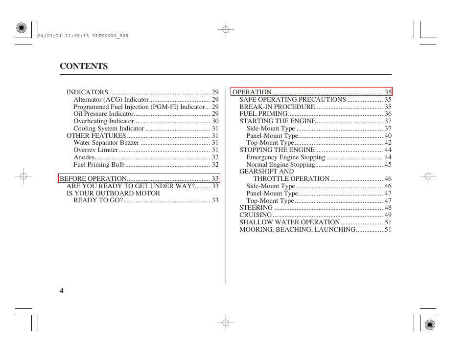 HONDA Outboard Motor BF135A User Manual | Page 6 / 118