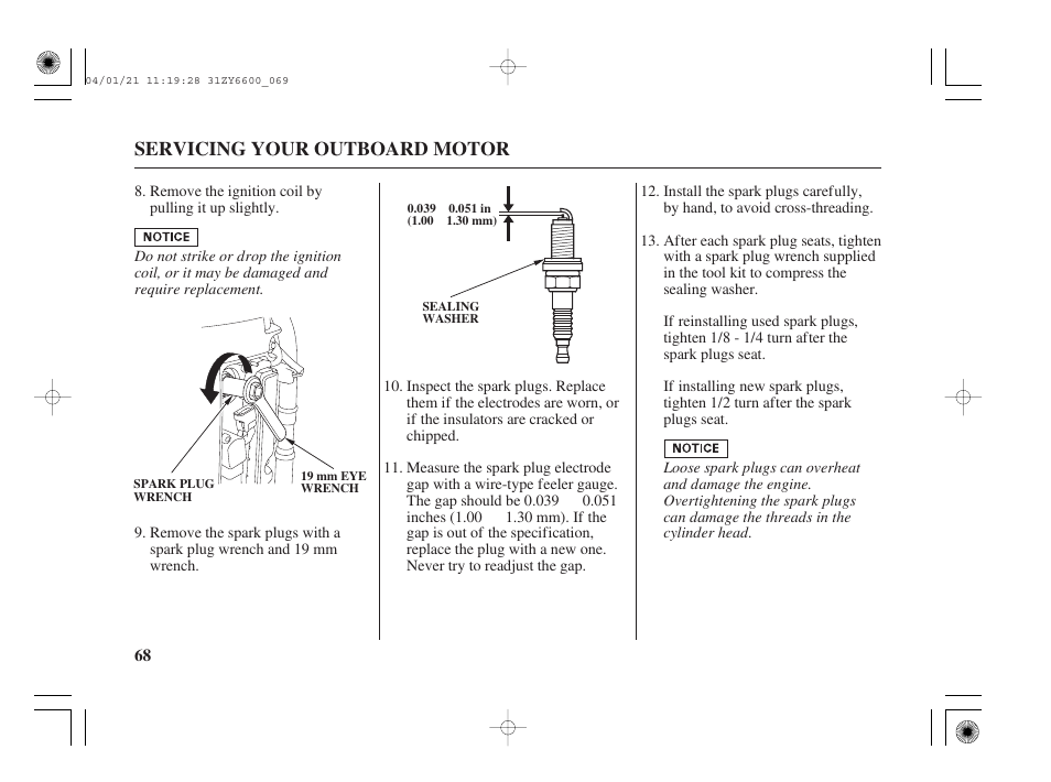 Servicing your outboard motor | HONDA Outboard Motor BF135A User Manual | Page 70 / 118