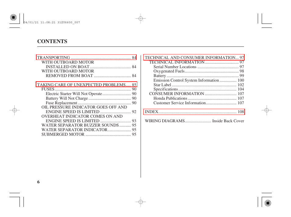 HONDA Outboard Motor BF135A User Manual | Page 8 / 118