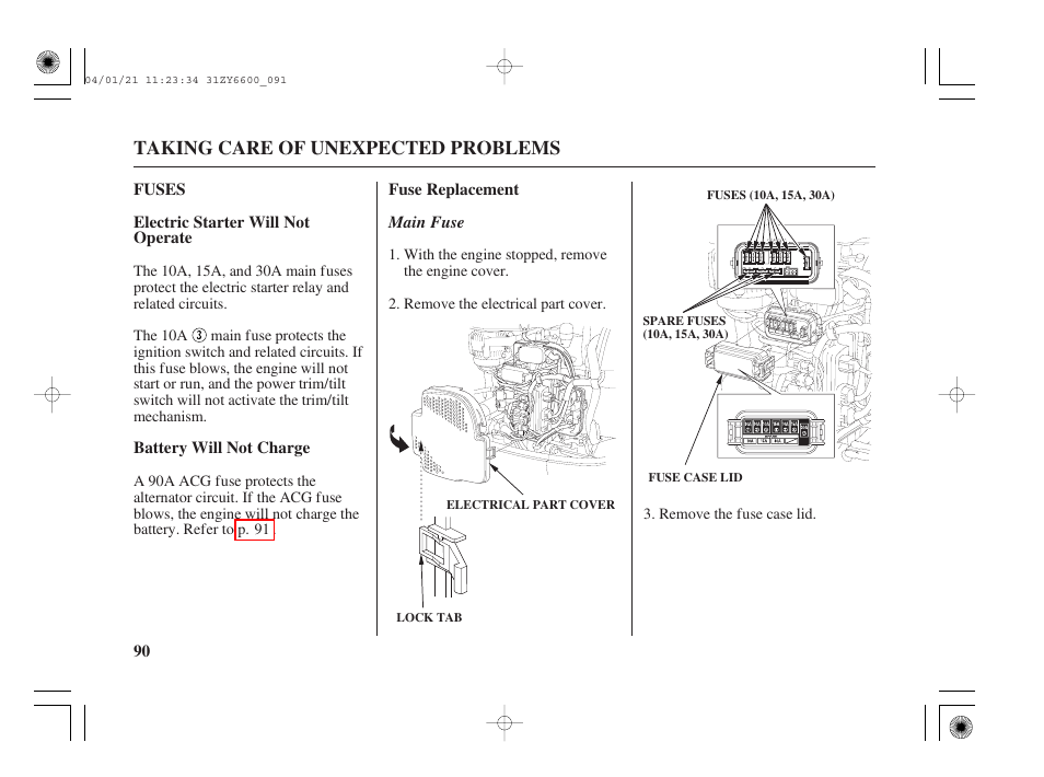 Fuses | HONDA Outboard Motor BF135A User Manual | Page 92 / 118