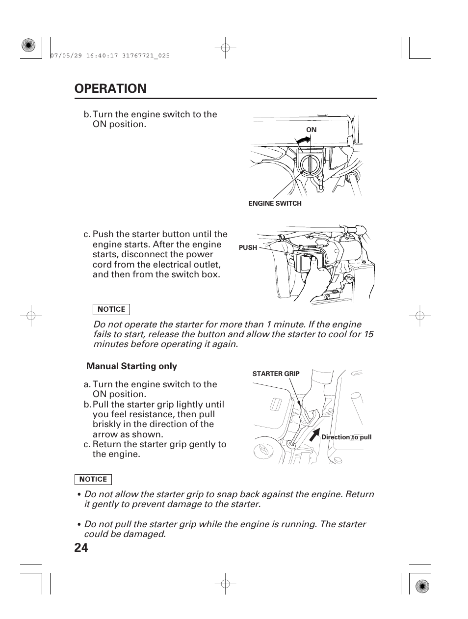 24 operation | HONDA HS1132 User Manual | Page 26 / 80