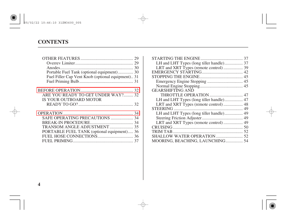 HONDA Outdoor Motor BF50A User Manual | Page 6 / 126