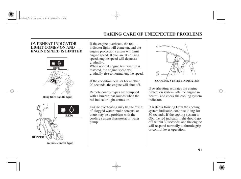 Taking care of unexpected problems | HONDA Outdoor Motor BF50A User Manual | Page 93 / 126