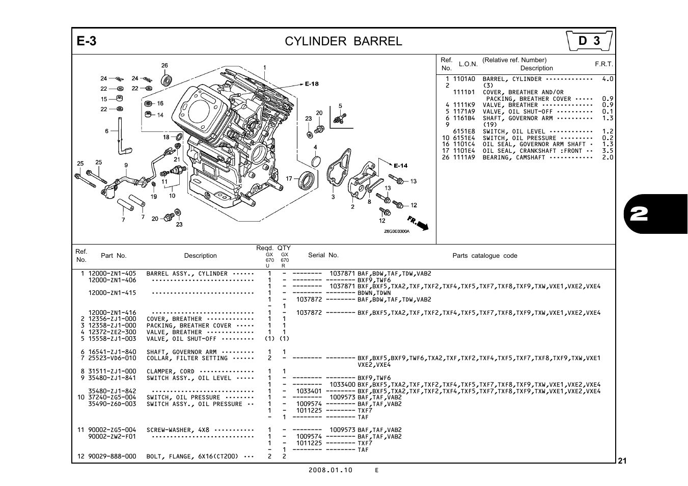 Cylinder barrel | HONDA GX670R User Manual | Page 24 / 97